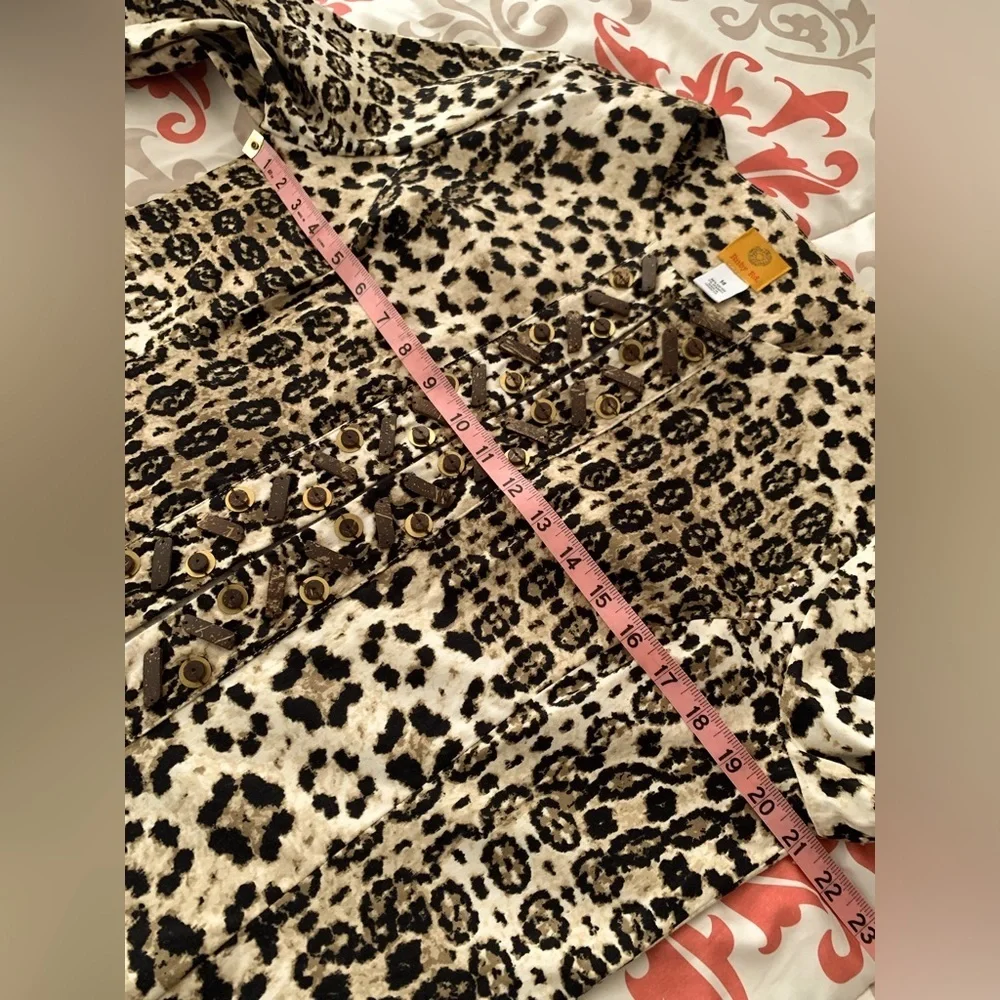 Ruby Rd. Leopard Print Button-Up Jacket in Black, Brown & Cream